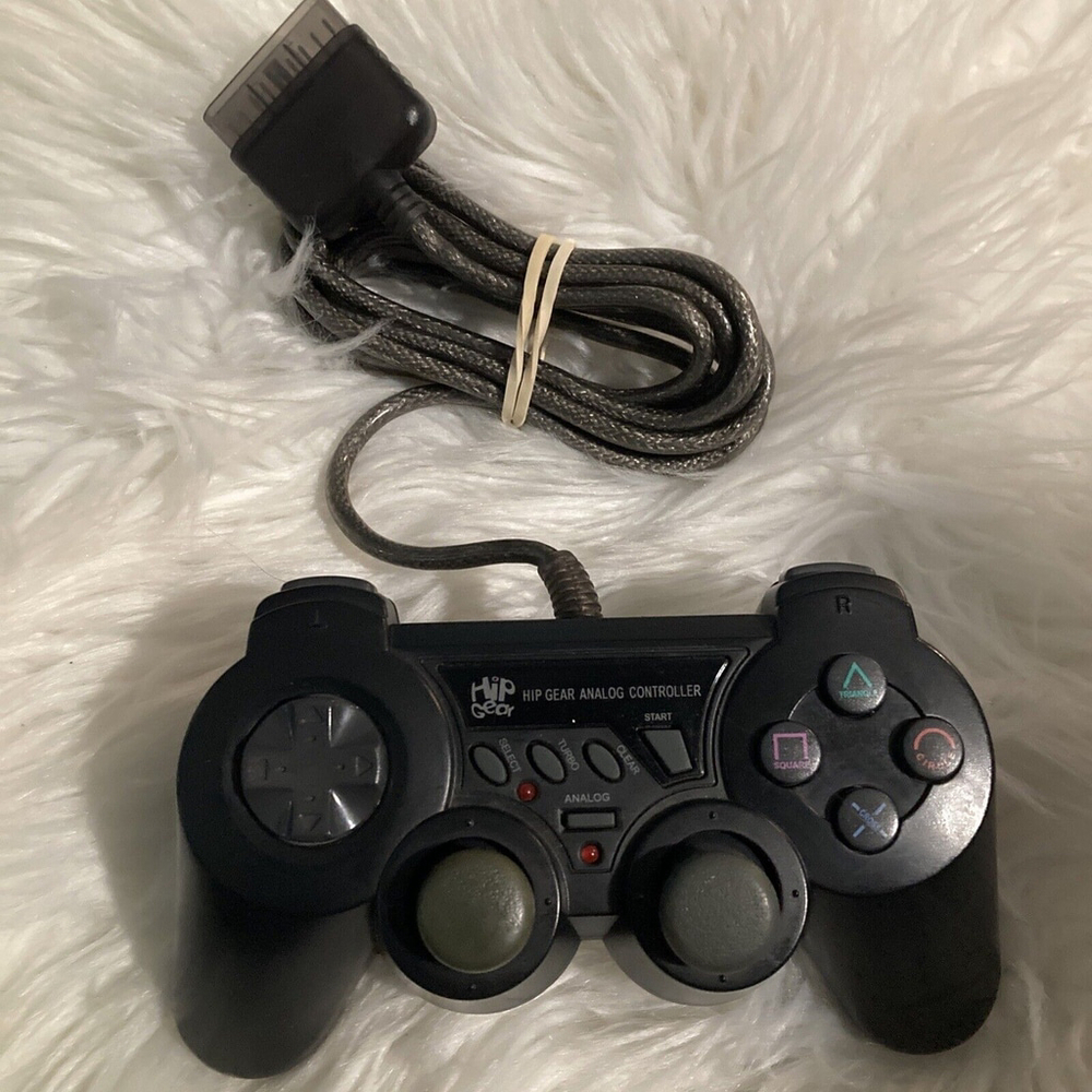 Hip Gear Analog Wired Controller For PlayStation 2 Model LM361 PS2 - Grey Black